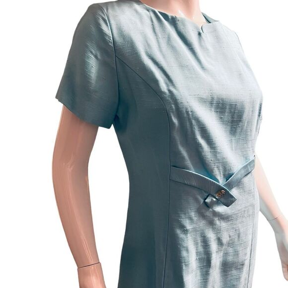 Vintage Turquoise Sheath Midi Dress  size 10 - Picture 3 of 9